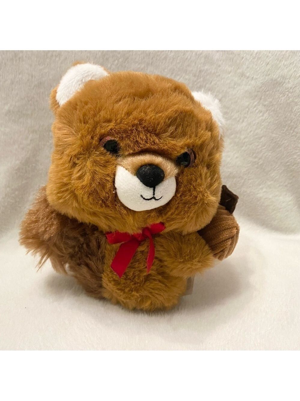 Mini Squirrel Plush Tan Brown Stuffed Animal Sitting Nuts About You Toy
